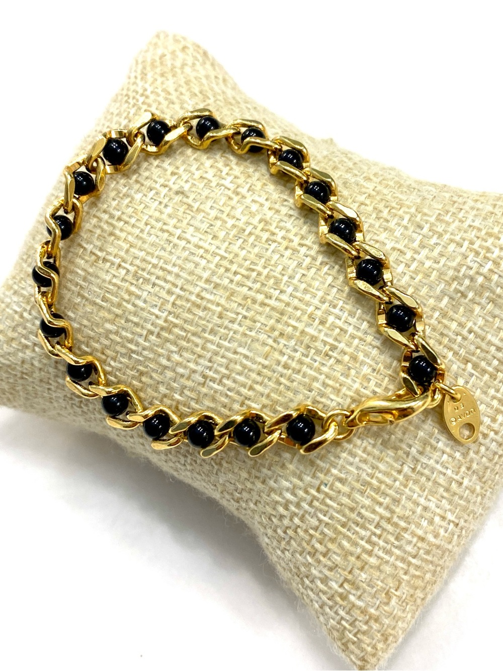 Vintage Avon Gold-Tone Bracelet with Black Bead Accents - Picture 2 of 4